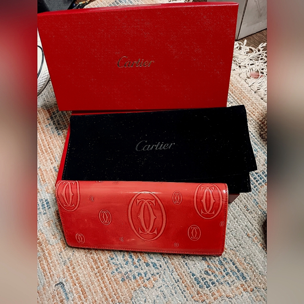 Authentic Cartier bifold long wallet happy birthday